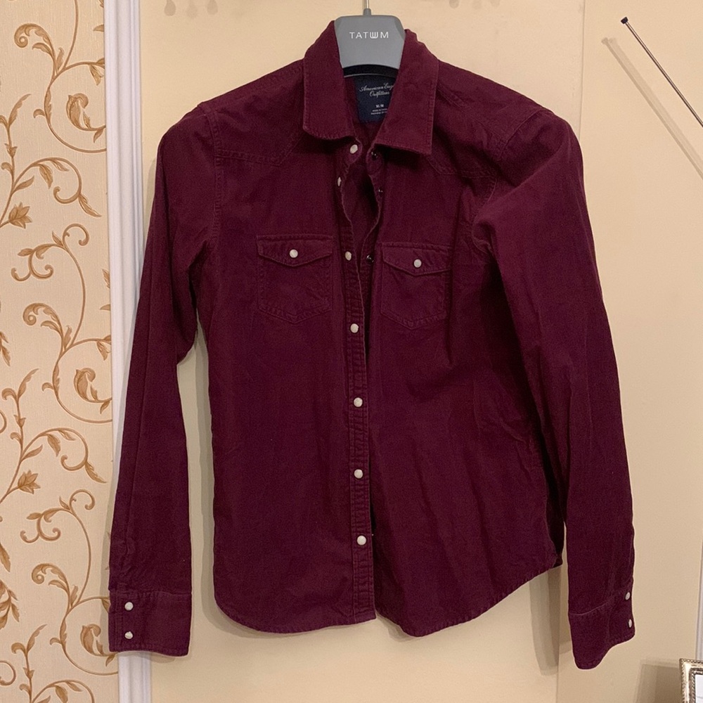 American Eagle Blouse Button Front Long Sleeve Cu… - image 2